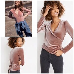 NWT Madewell Velvet Ballet Wrap Light Brown Blouse​​​​​